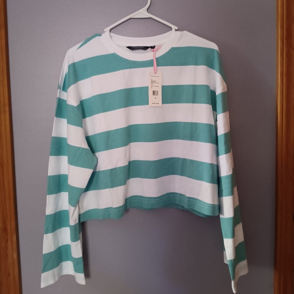 *PD* New Vineyard Vines Midweight Jersey Cropped Long-Sleeve Crewneck Tee,size M